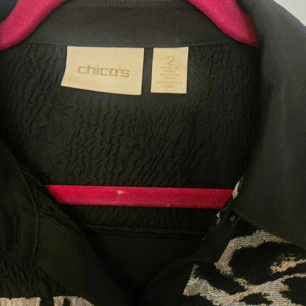 Chico's‎ bold tunic blouse top with textured panels NWOT Size 2/L - Picture 4 of 5